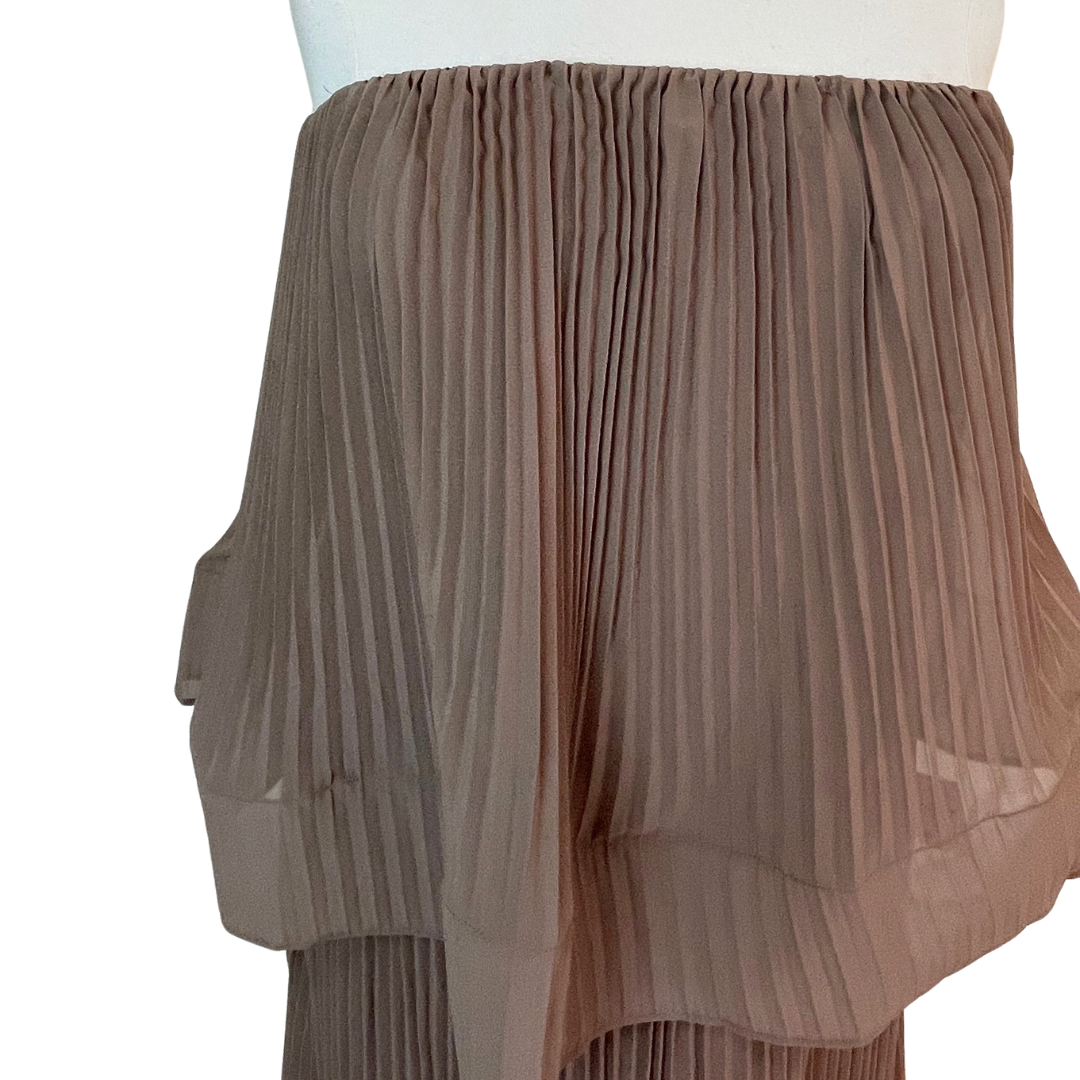 Plisse Chiffon Bandeau Top & Maxi Skirt Set