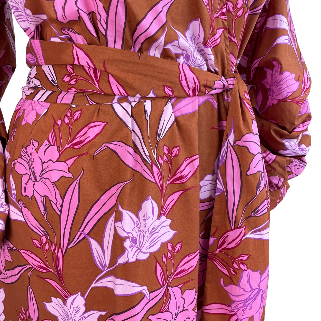 Floral Puff Sleeve Midi Dress