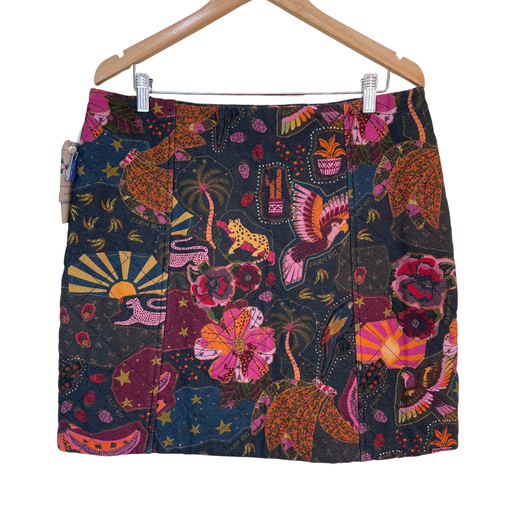 Printed Quilted Mini Skirt