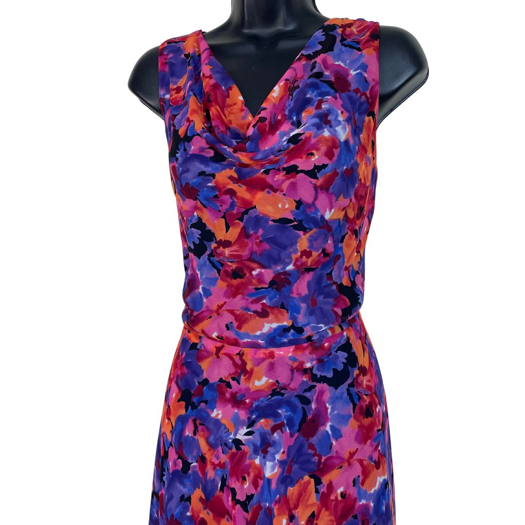 Cowl Neck Floral Dress