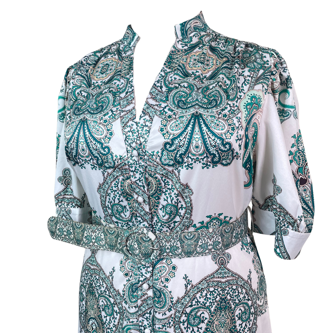 Plus Size Printed Maxi Dress with Belt