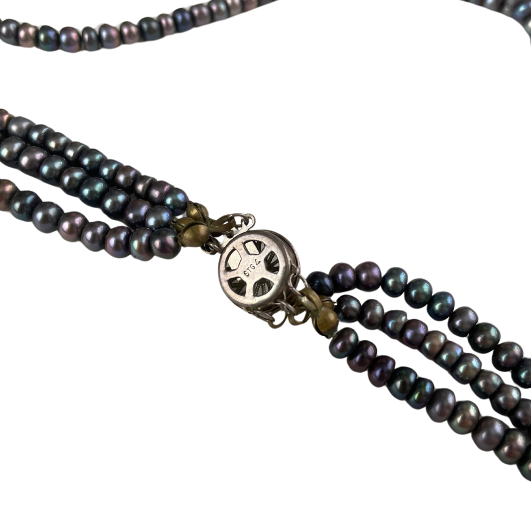 Vintage Black Pearl Necklace