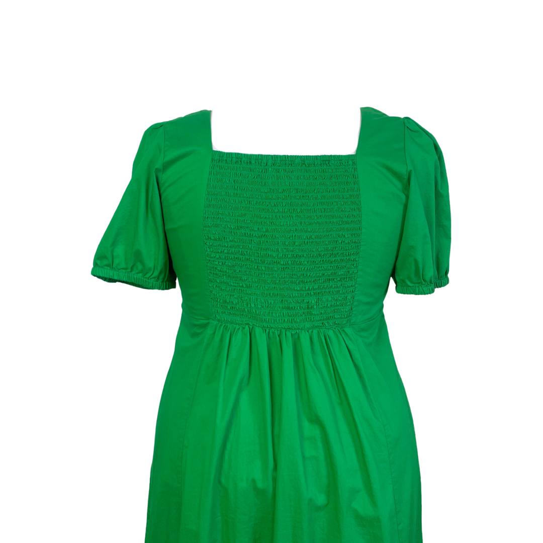 Puff-Sleeve Midi Swing Dress