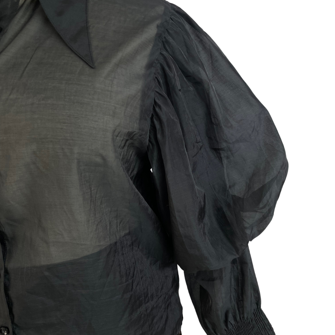 Sheer Victorian Puff Sleeve Blouse