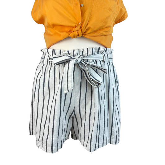 Striped Linen Paperbag Shorts