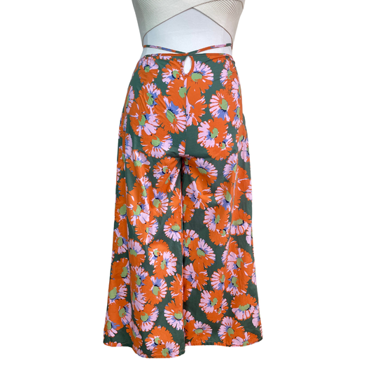 Plus Size Floral Print High Waist Wide Leg Pants