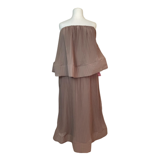 Plisse Chiffon Bandeau Top & Maxi Skirt Set