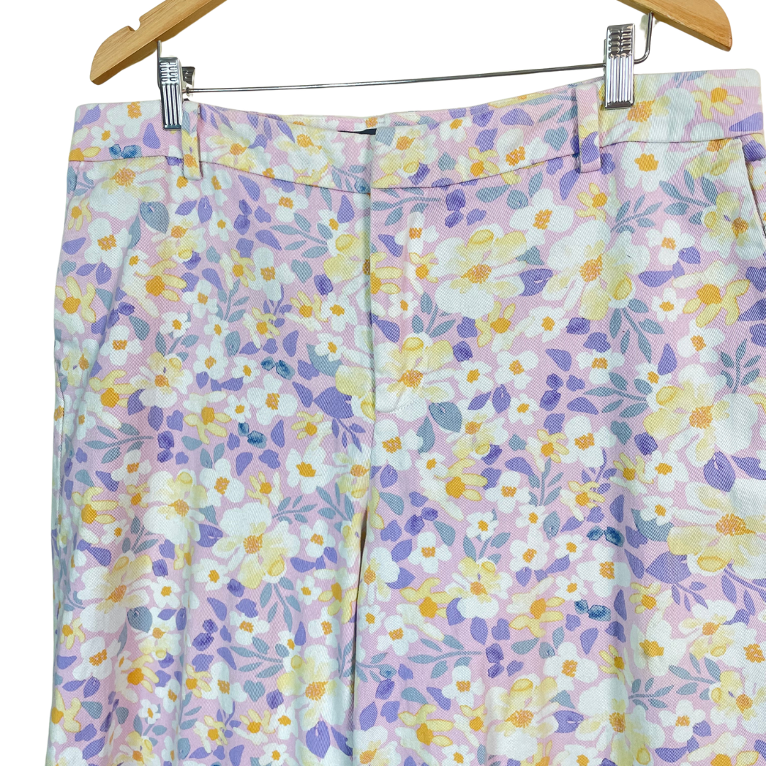 Floral Printed Wide Leg High Waist Plus Size Trouser