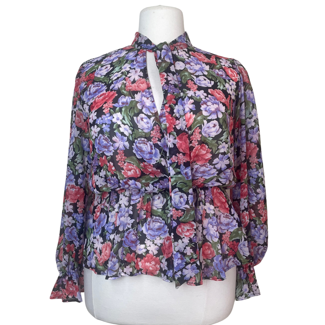 Floral Chiffon Peplum Blouse
