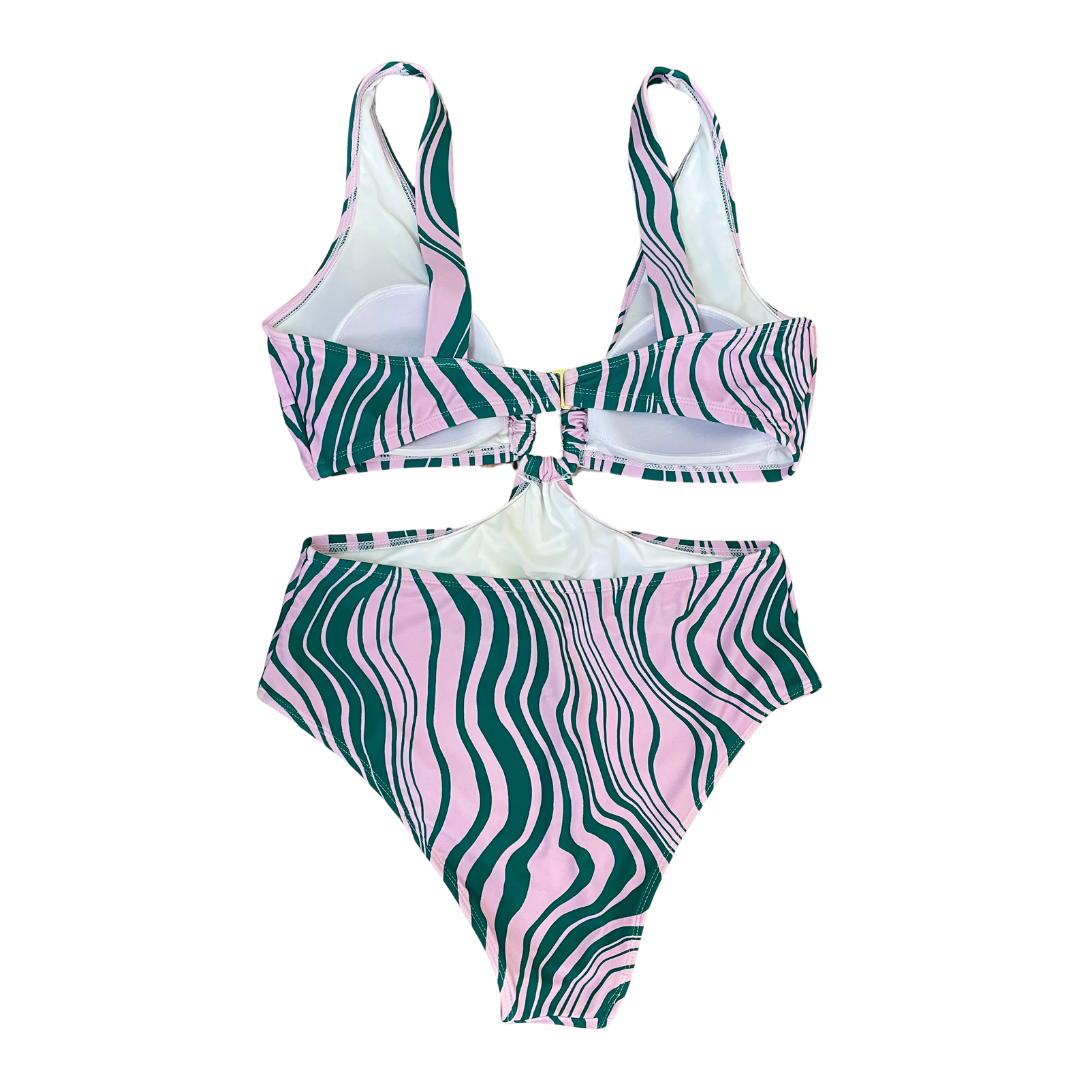 Cutout Ring Front Plus Size Swimsuit