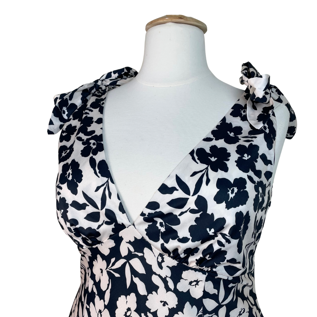 V-Neck Bowknot Floral Split Maxi Dress