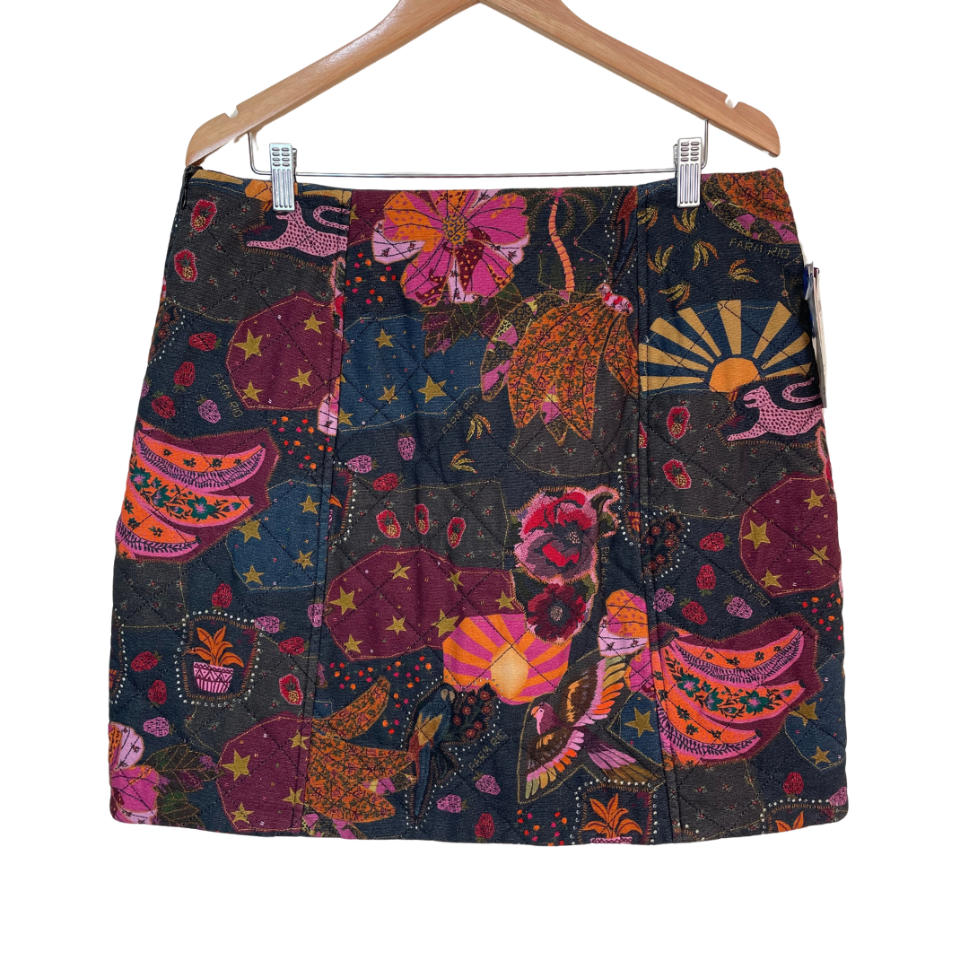 Printed Quilted Mini Skirt