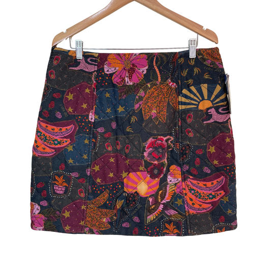 Printed Quilted Mini Skirt