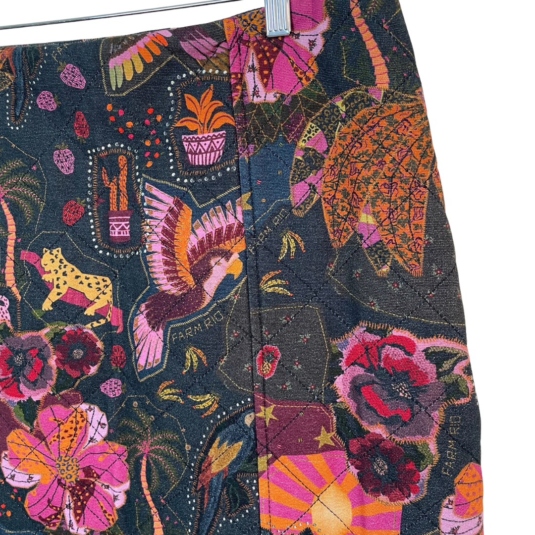 Printed Quilted Mini Skirt