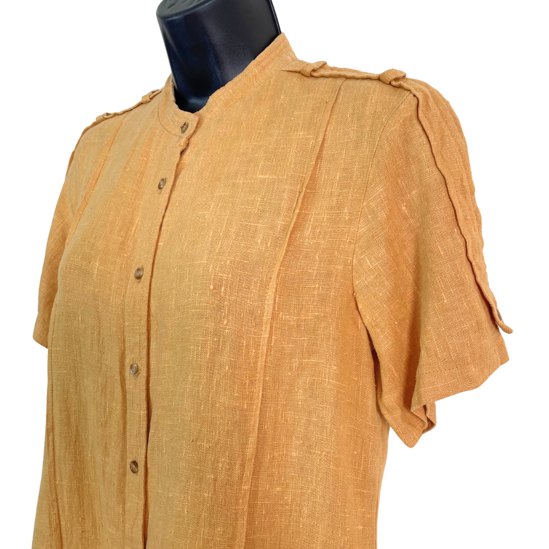 80s Vintage Linen Shirtdress