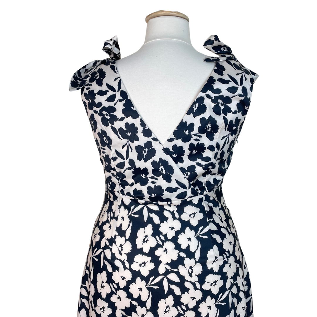 V-Neck Bowknot Floral Split Maxi Dress