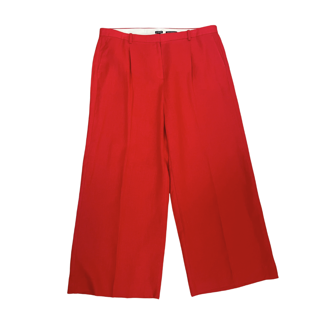Red Linen Wide Leg Pant