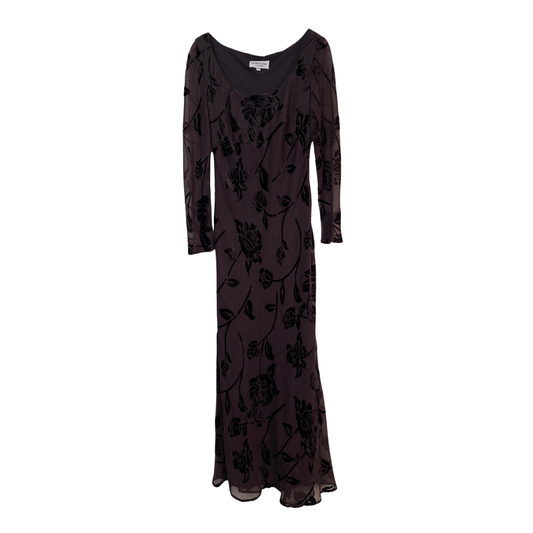 Vintage 90s Bias Cut Velvet Burnout Maxi Dress