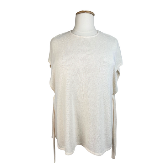 Split Side Light Knit Cream Top