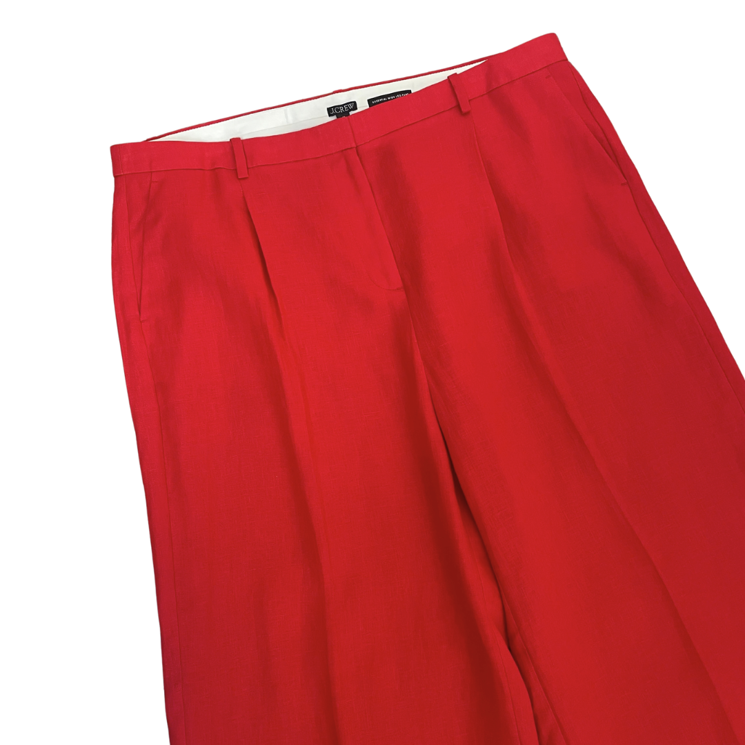 Red Linen Wide Leg Pant