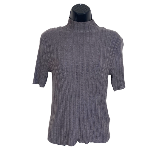 Mockneck Ribbed Sheer Top