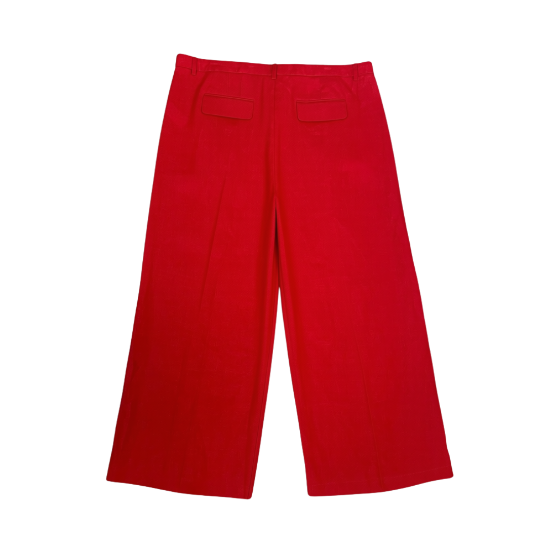 Red Linen Wide Leg Pant
