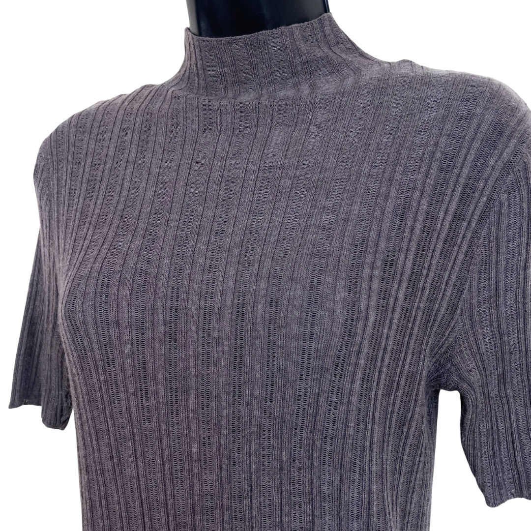 Mockneck Ribbed Sheer Top