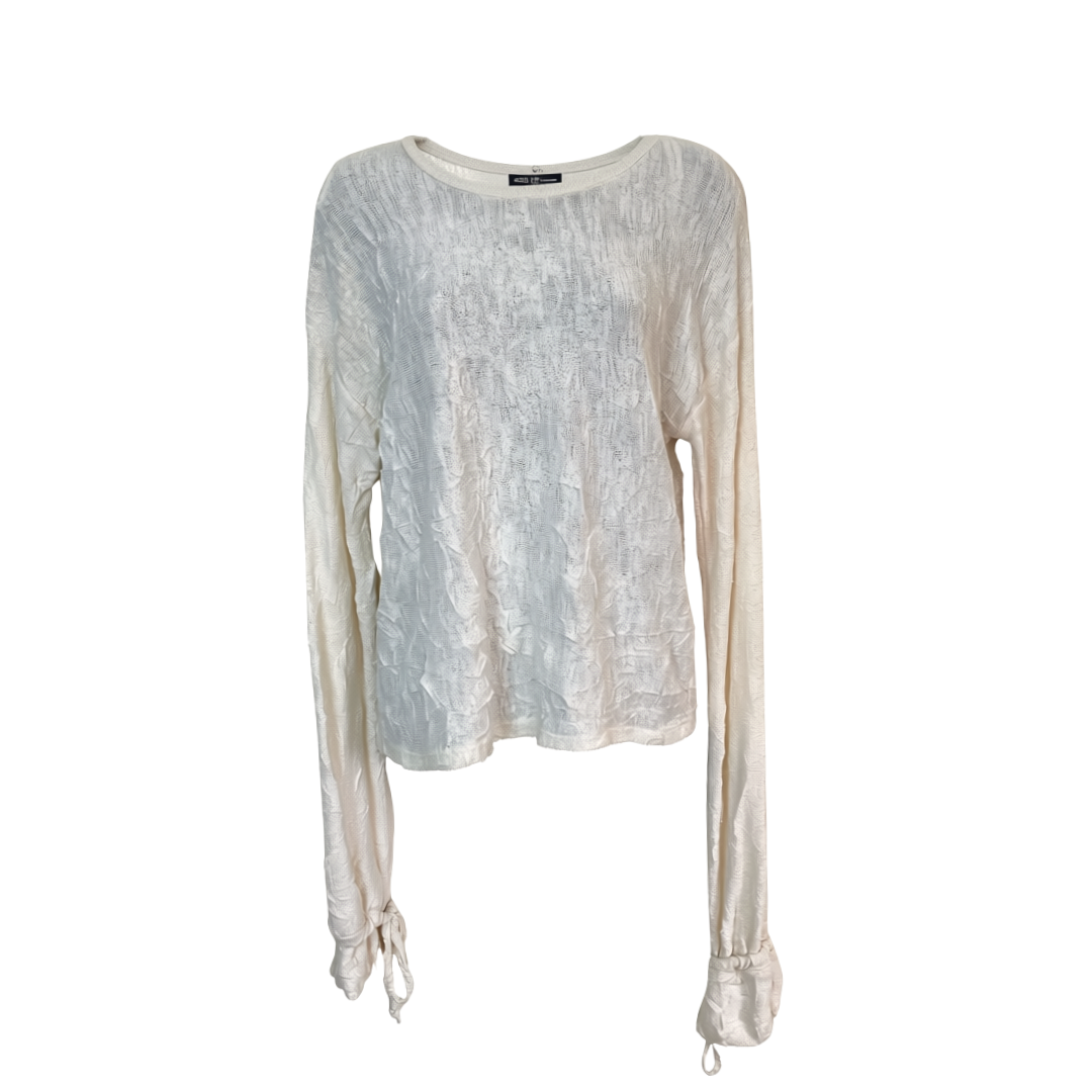 Cream Gauze Knit Long Sleeve Top