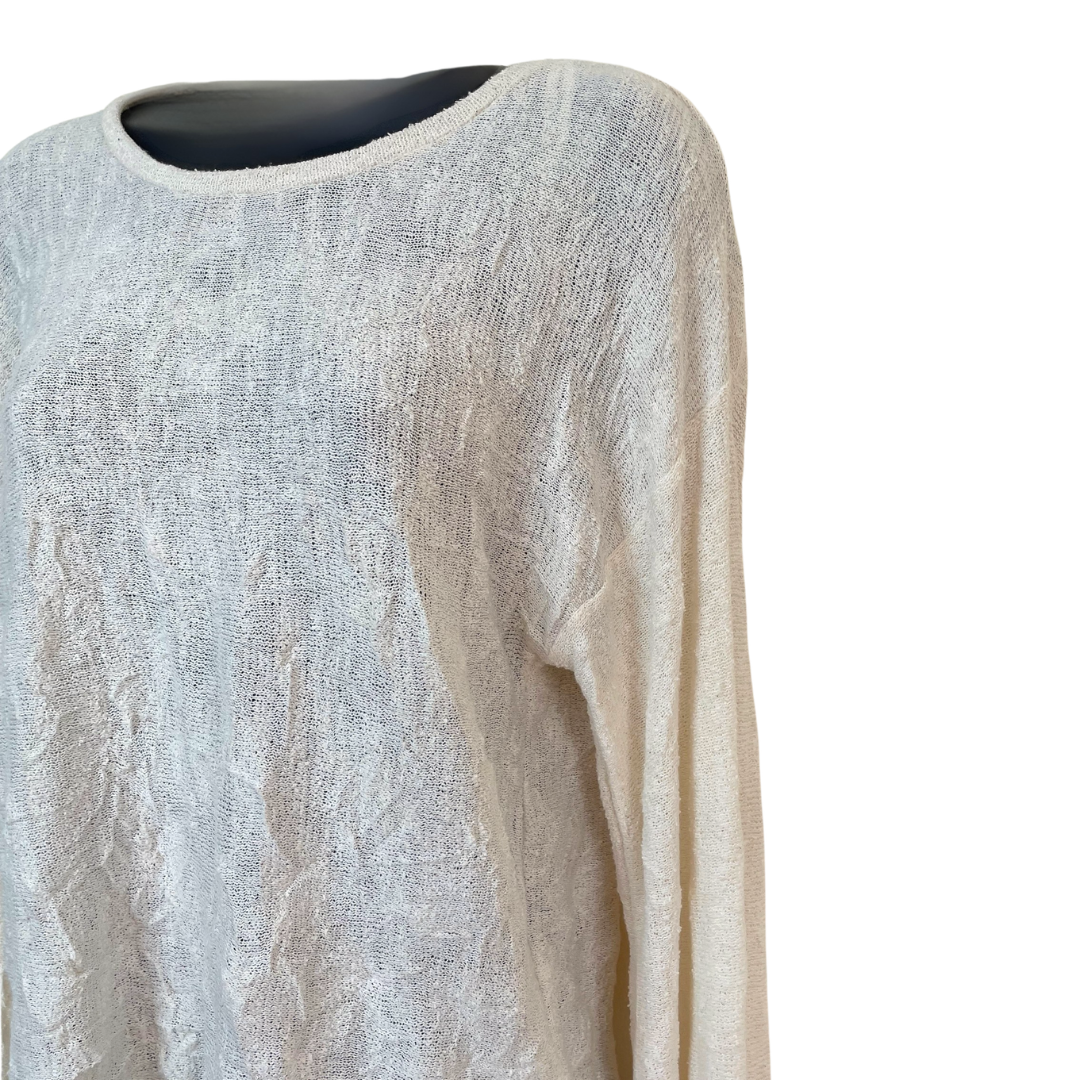 Cream Gauze Knit Long Sleeve Top