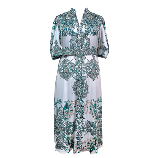 Plus Size Printed Maxi Dress with Belt