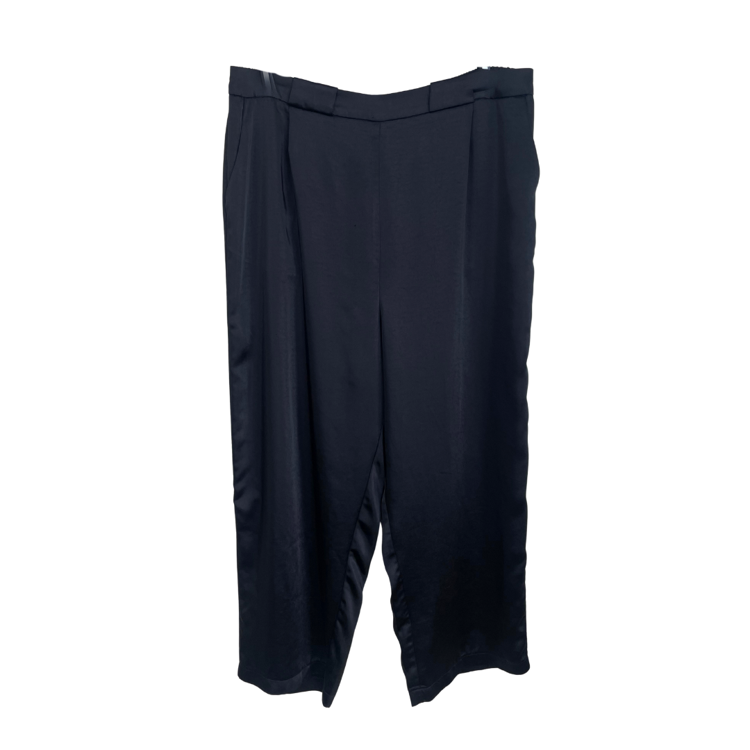Wide Leg Satin Cropped Pants
