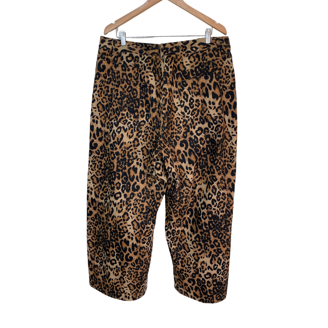 High Waist Leopard Print Wide Leg Jeans