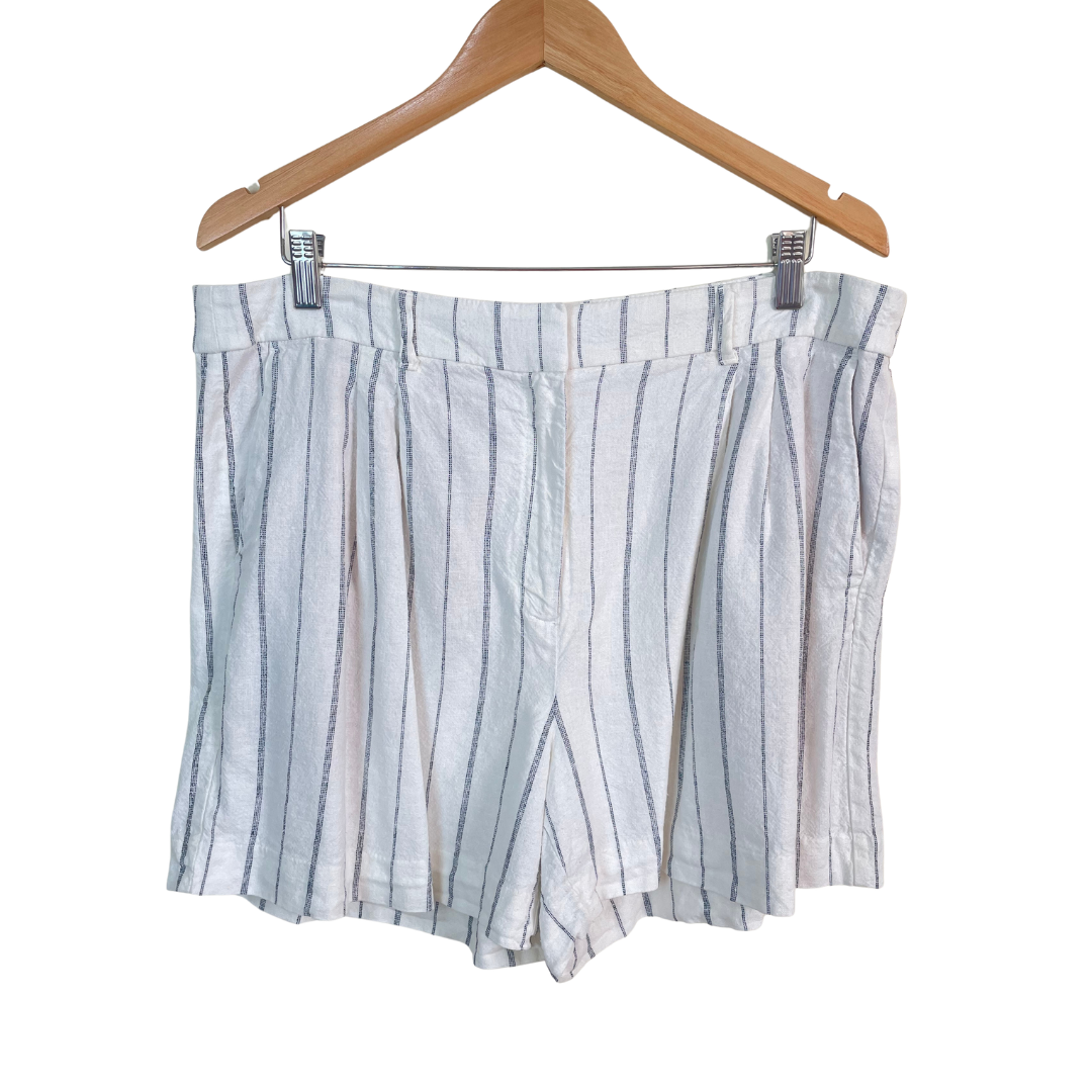 Striped Linen High Waist Shorts