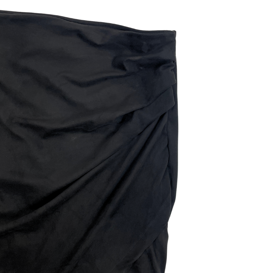 Black Faux Wrap Skirt