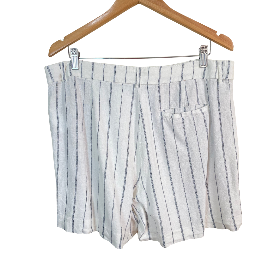 Striped Linen High Waist Shorts