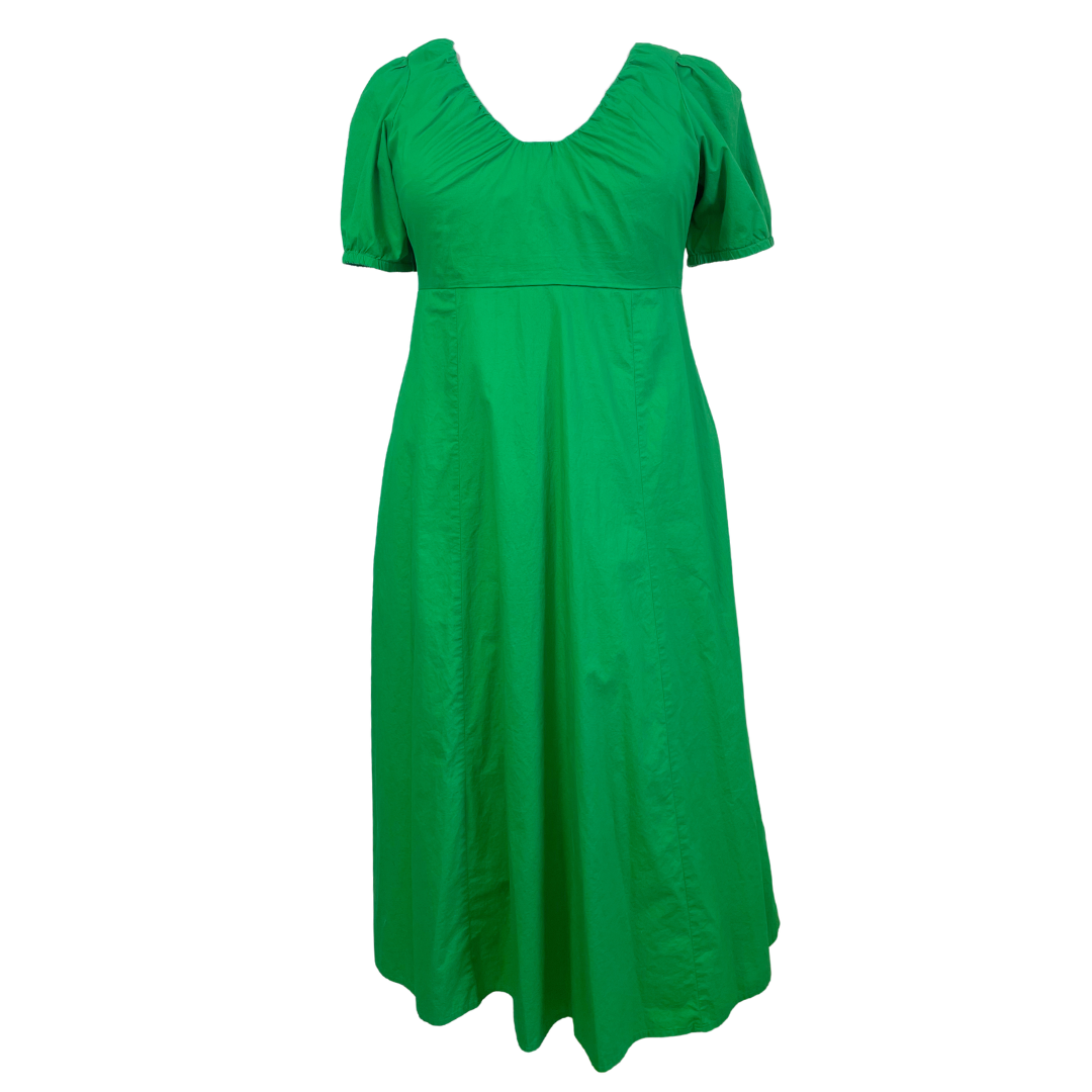 Puff-Sleeve Midi Swing Dress