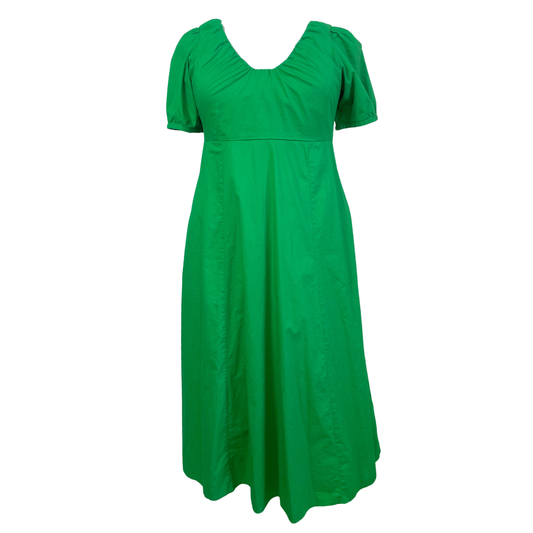 Puff-Sleeve Midi Swing Dress