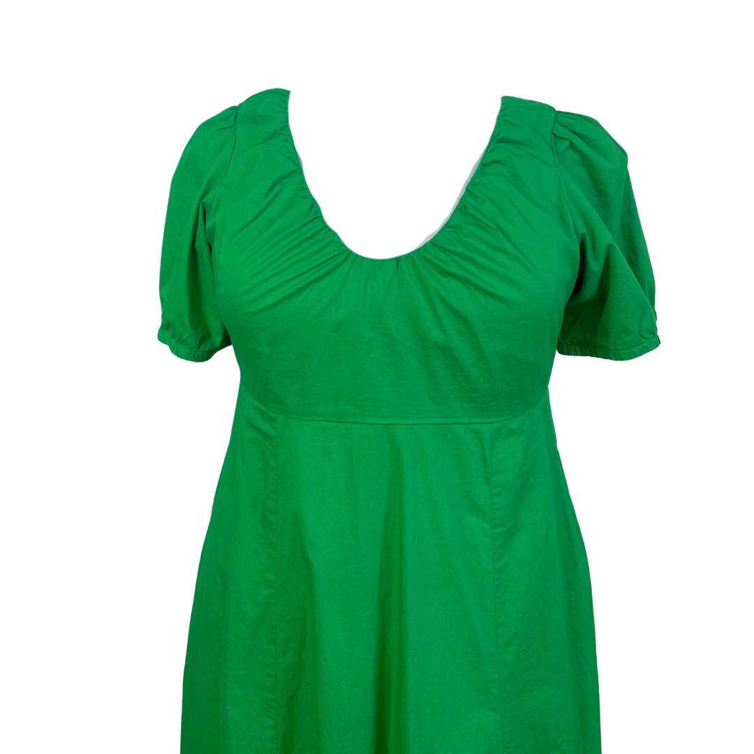 Puff-Sleeve Midi Swing Dress