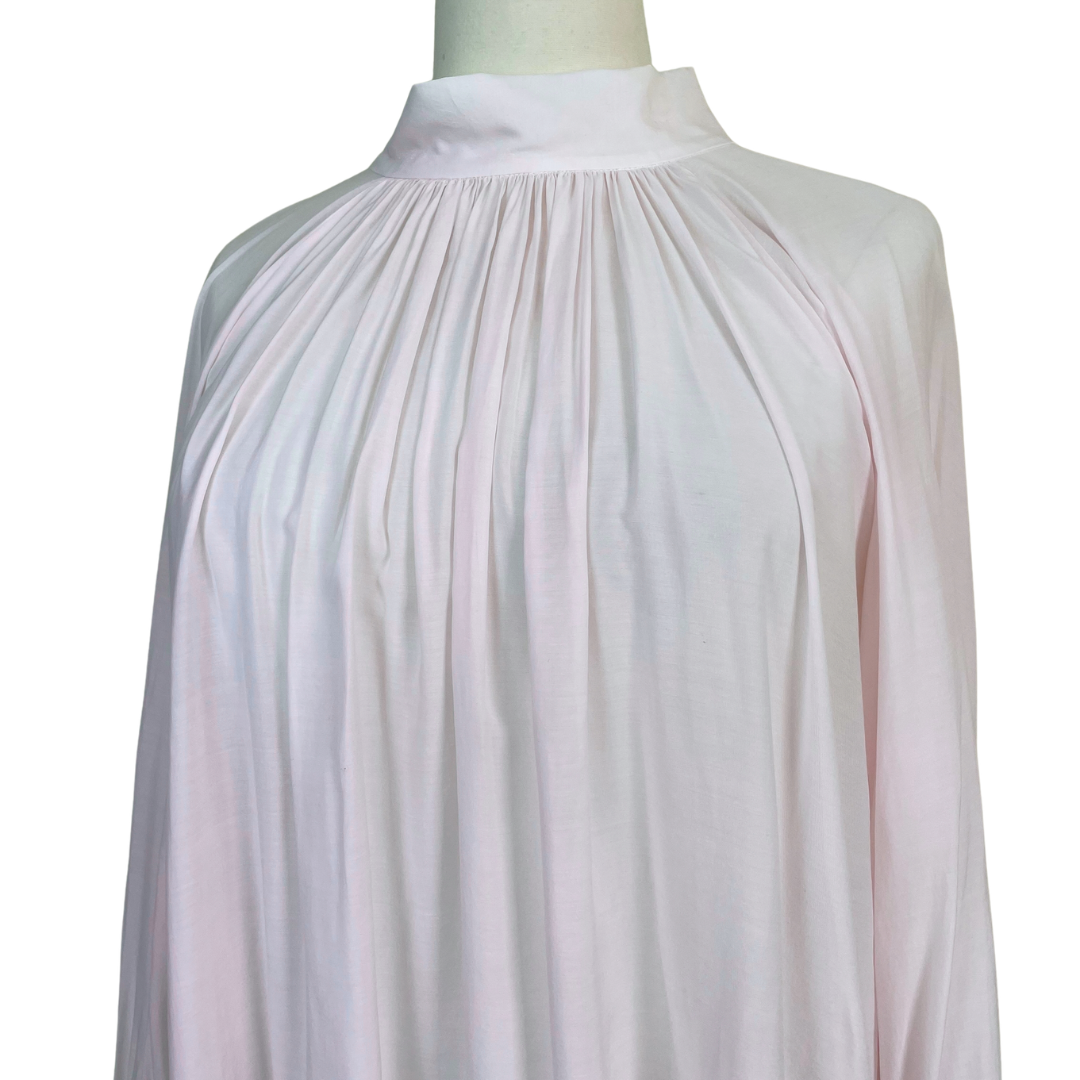 Light Pink High-neck Pleated Blouse