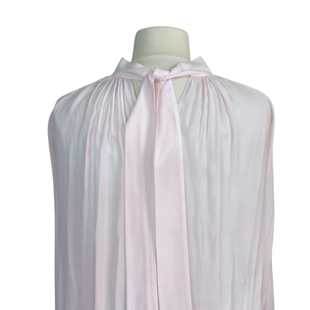Light Pink High-neck Pleated Blouse