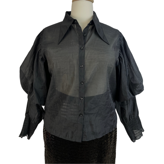 Sheer Victorian Puff Sleeve Blouse