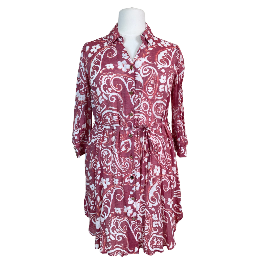 V-neck Button Down Shirtdress