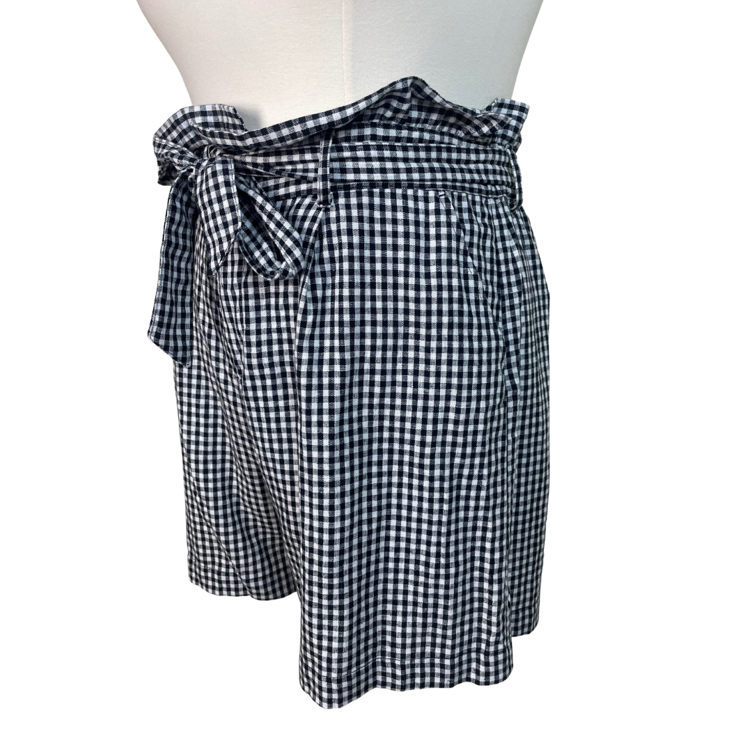 Gingham Linen Blend Paperbag Shorts