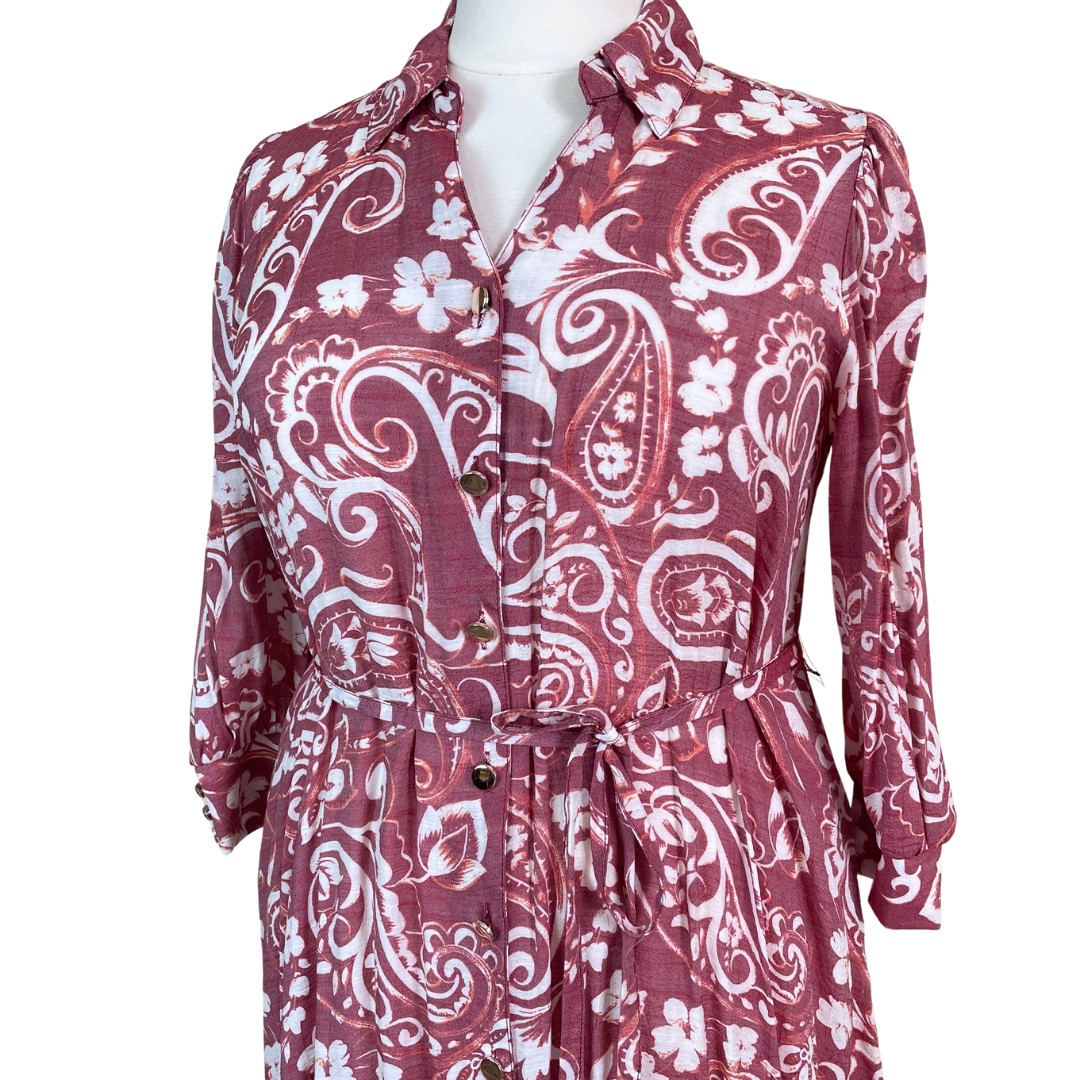 V-neck Button Down Shirtdress