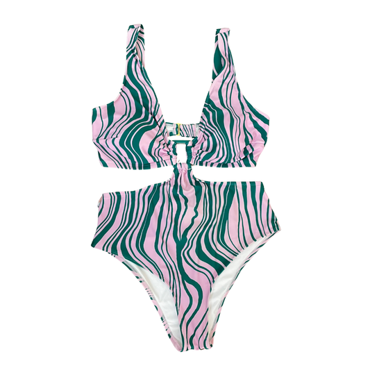 Cutout Ring Front Plus Size Swimsuit